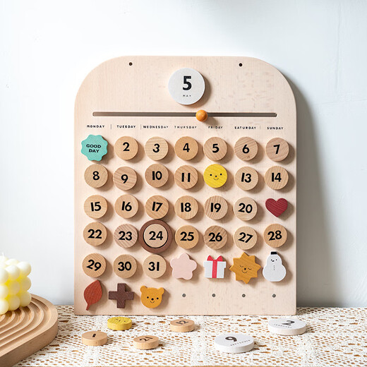 INS Windkinder Magnetische Zeit Kalender Monat Kalender kognitiver Spielzeug Anhänger Ornamente Digitales Holzspielhaus Spielzeug vier Jahreszeiten Wetter