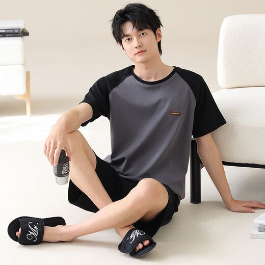 Meng Xinsheng Pure Cotton Short Sleeve Shorts Herren-Heimkleidung für Sommer tragbare antibakterielle Feuchtigkeitsabsorbing und Wunden kann außerhalb des Traum-Kurzarm-Sets von OMM13601 L getragen werden