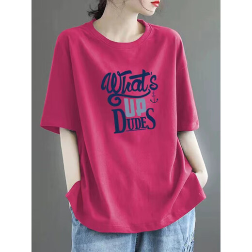 Pierre cardin 100 pure cotton short-sleeved T-shirt for women high-end versatile and fashionable daily style loose large size slimming half-sleeved top 983# navy blue [100% cotton] popular this year S [recommended 80-100Jin [Jin equals 0.5 kg]]
