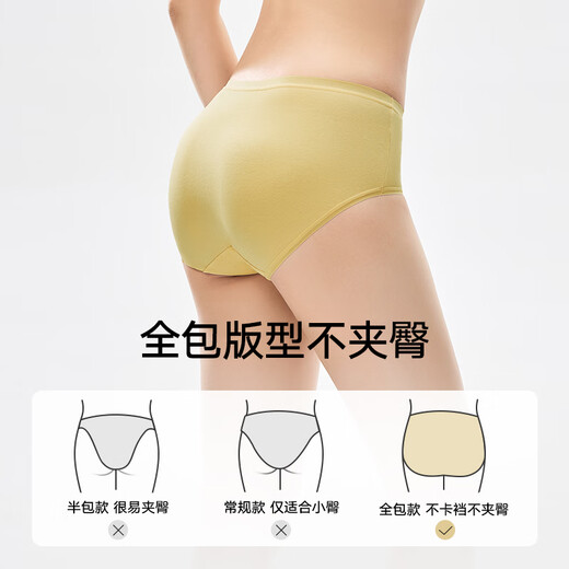 Songshan Cotton Shop Women's Underwear Xinjiang Cotton 7A Antibacterial Crotch A Category Breathable Briefs Off-White + Skin Color + Silver Gray L