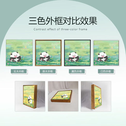 熊猫花花diy填充涂色手工手绘涂鸦卡通丙烯油彩画装饰画 hy3888 60*60cm加厚实木内框+装饰外框
