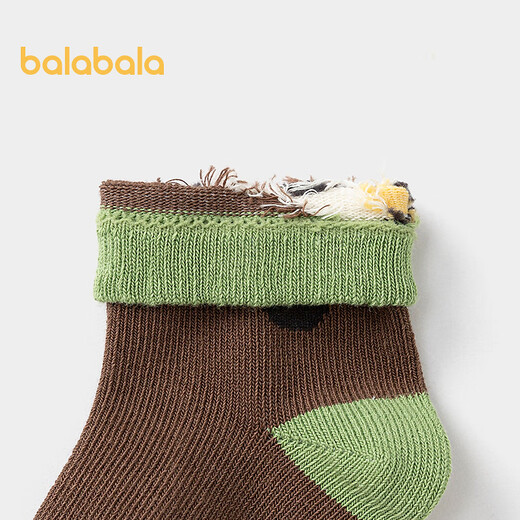 Balabala baby socks 2025 autumn new infant mid-calf socks soft and elastic boneless hand-sewn five pairs of coffee white tone 00351 1-3 years old 80cm