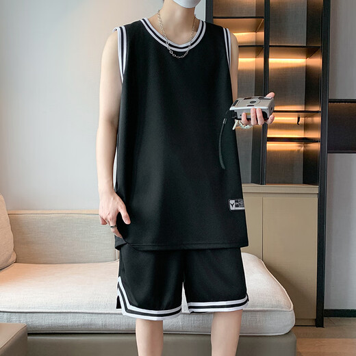 Traje de baloncesto Summer Men Summer de alta gama de alta gama de gama rápida Jersey Jersey Uniforme Sports Entrenador Estudiantador Equipo de competencia UNIFORTE 9902 Negro S [70Jin [Jin equivale a 0.5 kg] -80Jin [Jin equivale a 0.5 kg] Tamaño promedio