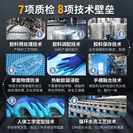 Xingyu Younaibao A698 Latex geprägter Gartengartenarbeitsschutzhandschuhe halbhangende nicht rutschfeste Verschleiß-resistente Baustelle Arbeiter 1 Doppelpack