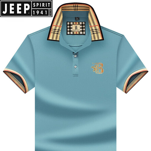 JEEP SPIRIT2025男装夏季新款短袖T恤男潮牌高端纯色刺绣时尚翻领polo衫男士 897白色 4XL 58/195适合200-220斤
