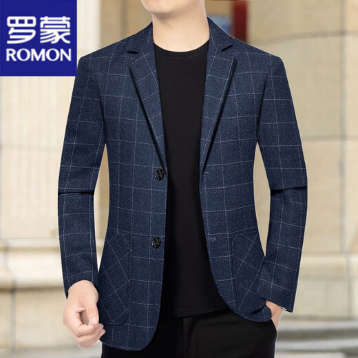 ROMON 2025 spring and autumn new men's casual suit slim Korean style blue formal suit middle-aged no-iron small suit jacket for men blue (3191 styles) XL 180