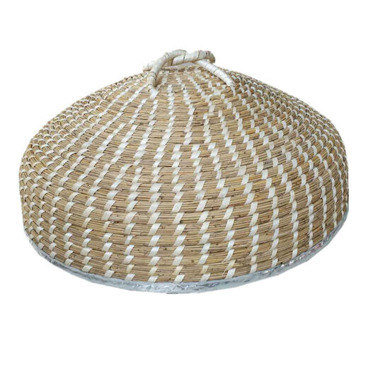 
Large iron pot straw woven pot lid steamed pot lid hand-woven high reed grass lid steamed bun straw hat lid household iron pot stewed outer diameter 7374 cm edge wrap