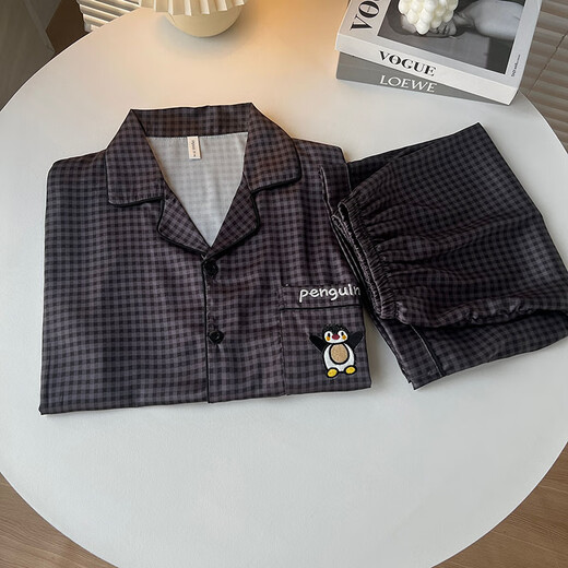 Conjunto de 3 piezas de pijamas de pijama para hombres seda seda pantalones cortos de manga corta 2025 Nuevo caricatura adolescente delgada ropa para el hogar kad-13553 set de 3 piezas para hombres l l