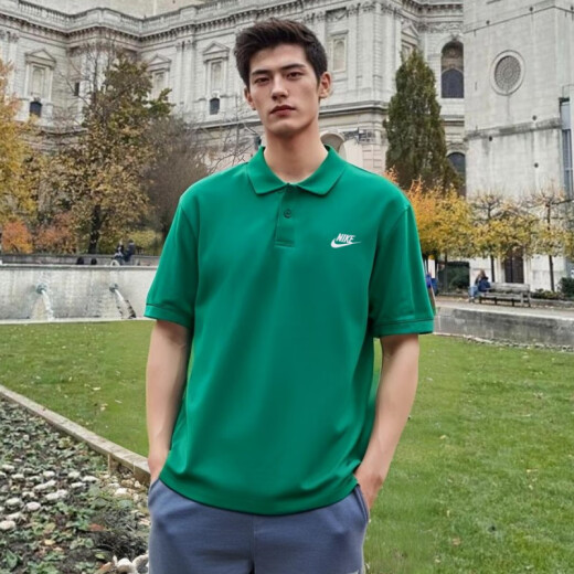 耐克（NIKE）春季POLO衫绿色短袖男翻领上衣纯棉T恤半袖 绿色FN3895-365  XL 150-180斤