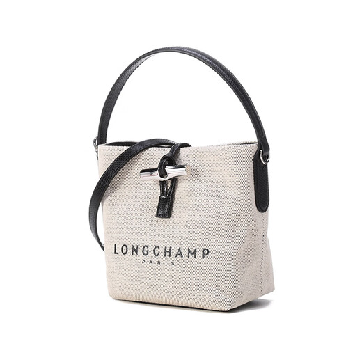 珑骧（longchamp）Roseau17字母品牌Logo印花帆布拼粒面牛皮饰边水桶包单肩包手提包 基础装(包)
