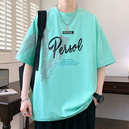 Opeodly2025 neuer Teenager kurzärärmig T-Shirt Herren trendige Sommer High School-Schüler gutaussehende Kinder Sommerkleidung Top JT693 Black M.