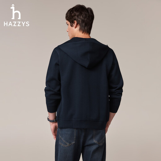 HAZZYS Men's Clothing Simple Casual Men's Jacket Zipper Cardigan Hooded Sweatshirt Men ABTZE0CDX33