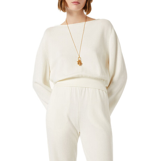 Loro Piana/诺悠翩雅LP女装Dora Baltea毛衣丝绸混纺船领短款套头衫2025新款 白色 XXS