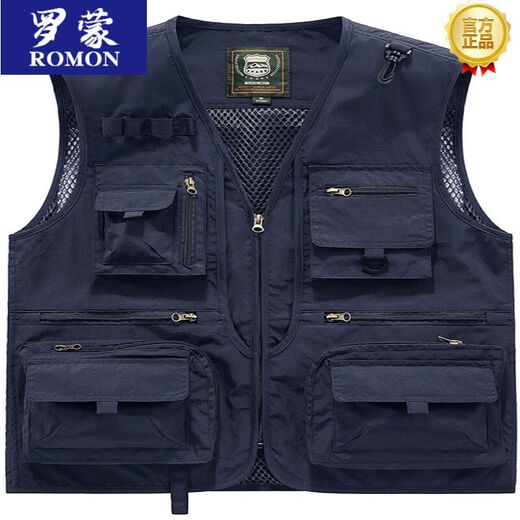 Romon Men's Workwear Chaleco para hombres Fotografía de fotografía de bolsillo de bolsillo de bolsillo para hombres Ropa de trabajo impreso personalizado Clip 8815 Gray Dark [Versión minorista] 2XL
