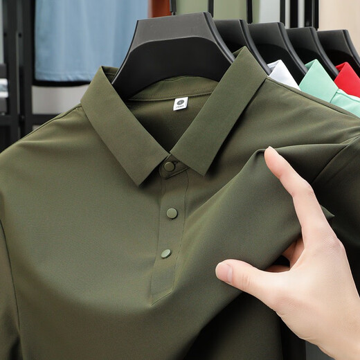 喆炜珠地速干polo衫男士冰感夏季商务短袖无缝压胶polo衫工作服冰丝T 12358中灰 M