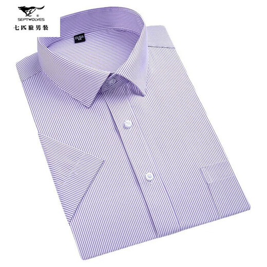 Sieben Wolf-Herren-Kurzärärmel-Shirt 2025 Sommer mittleren Unternehmens Casual Vielseitiger und atmungsaktives Baumwoll-Professional-Arbeitshirt DX6623 38