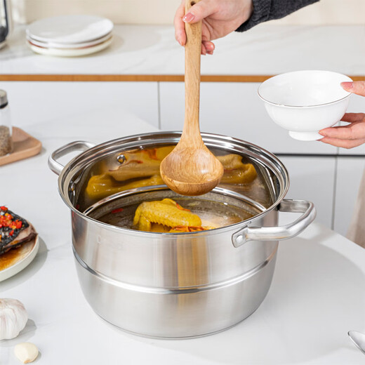 Debo Debo 316 stainless steel steamer three-layer 28cm household multi-bottom cooking soup pot gas stove induction cooker universal