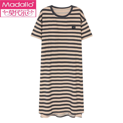 Camisón modal con almohadilla para el pecho para mujeres 2025 Nuevo algodón puro de verano Pajamas de pijama de longitud media de manga corta de manga corta con almohadilla de cofre 14108 M 160 Peso recomendado 80-100 Jin [Jin es igual a 0,5 kg]
