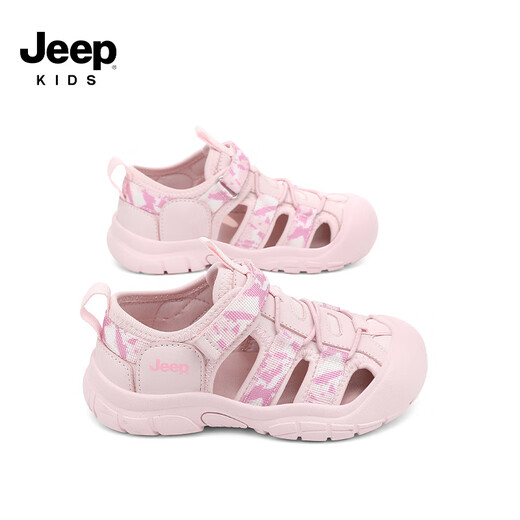 Jeep children's sandals outdoor boys breathable river shoes 2025 summer new girls non-slip toe beach shoes pink 32 shoes inner length about 19.4cm