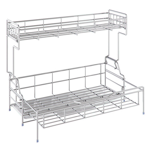 Jijian Space Kitchen Bowl Rack Drain Rack Countertop Multi-functional Pool Place Chopsticks Water Cup Storage Rack Tableware Bowl Dish Storage Rack M688 Small Single Layer Silver Gray 47CM Full Set of Pendants