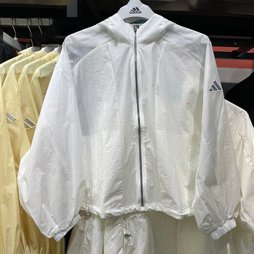 阿迪达斯（adidas）外套女装2025春季新款运动服梭织透气皮肤衣连帽上衣夹克JZ1656 JZ1682白色 XL