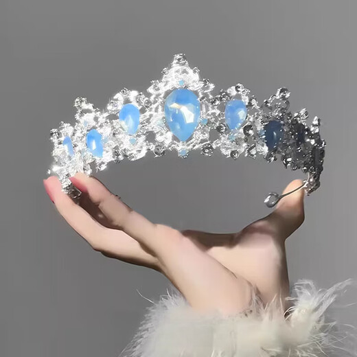 Princess Birthday Crown Feminine Light Luxury Celebrity Style Hair Accessory Dress Crown Bridal Head Pink Rose Gold Crown