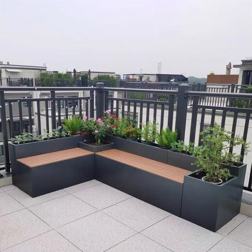 Terrace stainless steel flower box stool combination courtyard booth fence partition flower tank roof balcony seat planting box customized size contact customer service