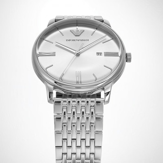 EMPORIO ARMANI Armani Watch Men's Simple Business Series Silver Sunburst Quartz Watch Birthday Gift AR11599