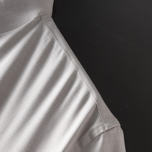 Chaolilong Spring and Autumn Thin Henley Collar Cool Shirt Men's Long Sleeve High-End Mid-mountain Collar Casual Korean Style Trendy Shirt Men's Khaki XL