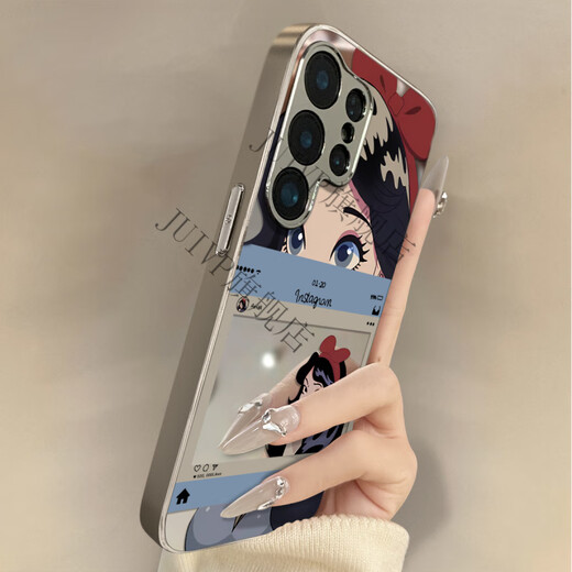 Juivp Comic Princess Samsung Gaaxys25 Case Samsungs24, подходящий для S23UTRA New Bag S22PUS Anti-Fall S23 Personality S22+ SET Женский зеркал макияжа с высоким полным зеркалом-зеркало-белым комиксом 9896 Samsung Gaaxy S24 PU