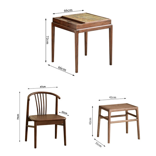 Miyake Living tea table walnut solid wood 2025 new small tea making family balcony tea table and chairs complete set single table 66/66*72