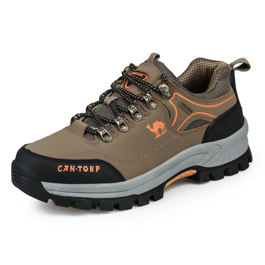 Kamel (Kamel) Herrenschuhe für Frühling Neues echtes Leder atmungsaktives Sport lässig Schuhe wasserdichte Wanderschuhe im Freien Wanderschuhe LT_14088 Schwarz 38