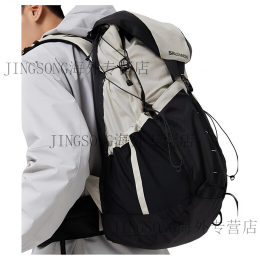 萨洛蒙（Salomon）27L远足运动休闲大容量尼龙登山包双肩包常规男女同款情侣款白色 白色拼黑色