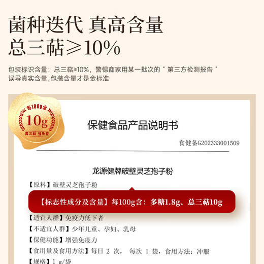 Zhizhengyuan Breaking Wall Ganoderma lucidum Spore Powder Gift Box Enhances Immunity Health Products Nutritional Products Parents Gift [2 boxes of conditioning] Enhances immunity Improves the body