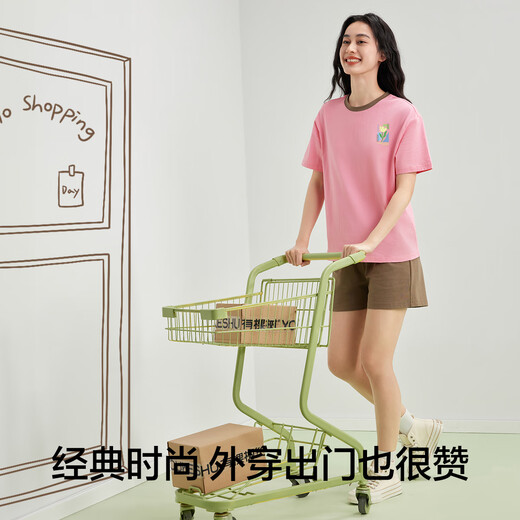 Youkeshu [anti-mites and antibacterial pure cotton] Women's pajamas for women short-sleeved shorts cool and breathable pullovers for outdoor wear