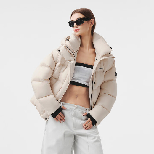 Tambor Puff Down Jacket Women's Short Hooded Silhouette Winter Warm Jacket 5530338Z Pearl Off-White 155