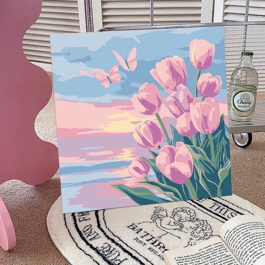 Wei Ci Digital Huile Painting DIY ROSE ROSE PEINTURE D'HUILE EN PEMENT POUR LE ROSE COLORAGE FORMES MAINS SOIR SOL