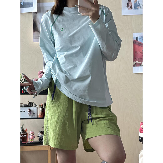 Jufeng Glacier Blue Quick-drying Long Sleeve T-shirt Men's Summer Thin Mountain Outdoor Sports Cycling Clothing Couple Basement Shirt Glacier Blue S