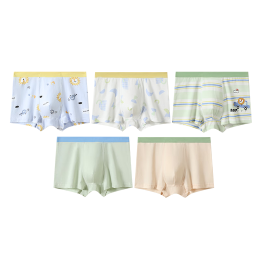 Fenton Kean Children's Underwear Class A Baby Cotton 7A Antibacterial 5 Pairs 100 Cotton Crotch Boys Cartoon Boxer Briefs