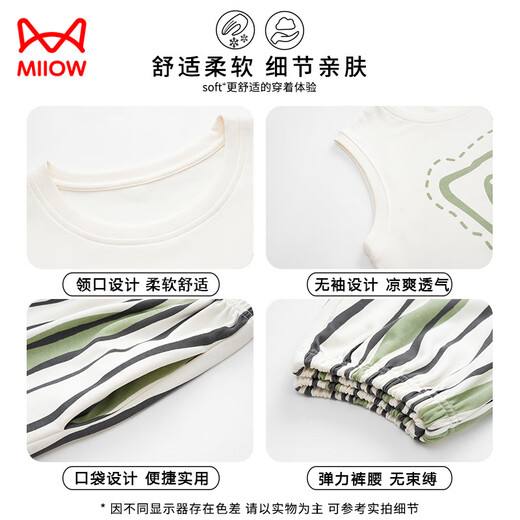 猫人（MiiOW）背心睡衣女士夏季纯棉薄款休闲卡通无袖可外穿家居服套装 A-829女 L