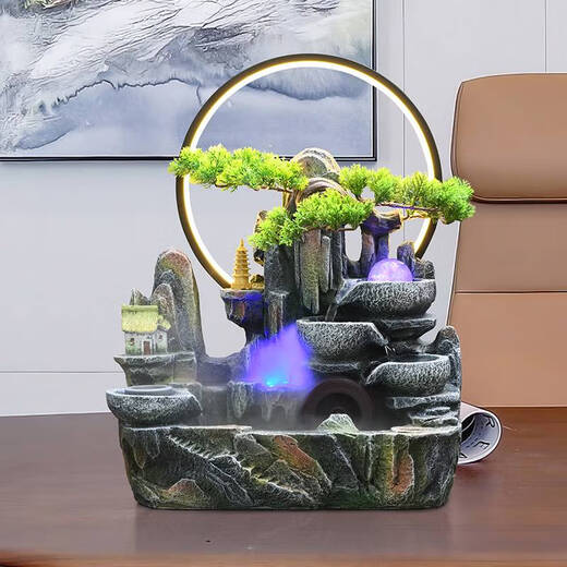Yonghuan Rockery Fließende Wasserschmuck zirkulieren Wasser rotierender Ball Wohnzimmer Fengshui Rad High Mountain Water View Luftbefeuchter Eröffnungsgeschenk 9930 großer gewöhnlicher Modell