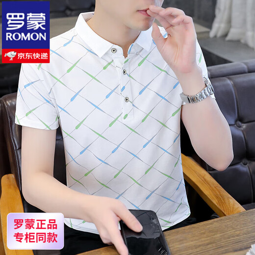 罗蒙（ROMON）2025夏季新款Polo衫短袖男潮牌ins修身翻领半袖T恤男士体恤上衣服 f9226黑色 M