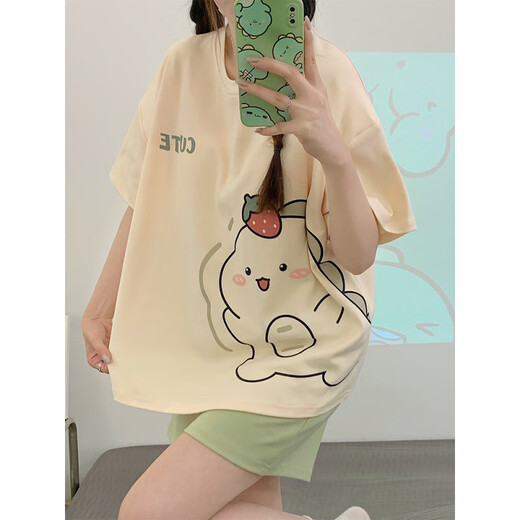 Xizhong 2024 Nouveau pyjama pour femmes en été, les filles à manches courtes de haute qualité, peuvent porter des vêtements à la maison à l'extérieur en été QG-6627 M