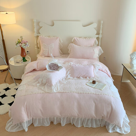 Mengjie Home Textiles 2025 New Princess Style Butterfly Fairy Thickened Baby Velvet Milk Velvet Four-piece Sheet Set Bed Cover Velvet Butterfly Fairy Yellow 100 Count 1.5 Bed Cover Four-piece Set (Duvet Cover 200*230cm)