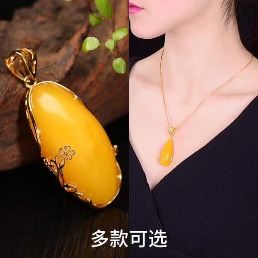 DL 1998 Fat Donglai same style pendant beeswax natural l 2025 new trendy silver inlaid blood amber necklace lock No. 1 box chain