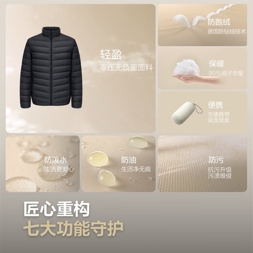 BOSIDENG's 25-year new short down jacket is hot in the mall. The same style of men's 90 down stand collar down jacket B250131005 black 8056-classic minimalist style M 175/96A weight about 130-140Jin Jin equals 0.5 kg