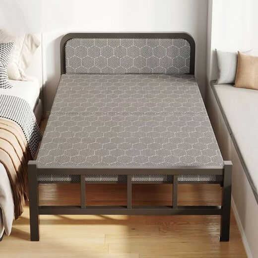 Jiefei folding bed single bed adult home simple bed office nap artifact dormitory lunch break small bed reinforced iron bed [Picture two] 75 wide silent long-term sleeping steel frame thick plate reinforced
