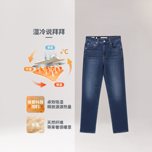 李维斯（Levi's）女士724高腰直筒修身美式复古休闲通勤深蓝色牛仔裤 深蓝色 24 28