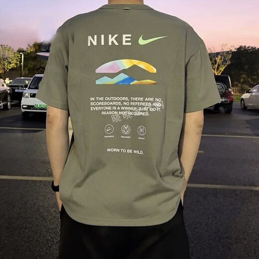 
Nike (NIKE) short-sleeved T-shirt for men 2025 summer new sportswear trendy printed round neck half-sleeved shirt casual top pure cotton hf6172-053 gray 100 S /165/recommended-120Jin[Jin equals 0.5 kg]