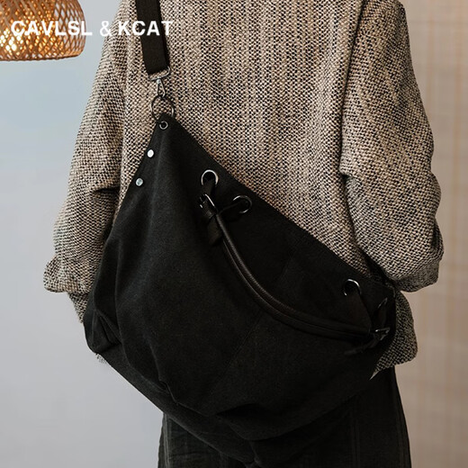 CavlslKcat retro canvas tote bag men's large-capacity handbag daily commuter shoulder crossbody bag casual travel bag dark brown 12.9 inches 37*17*36CM